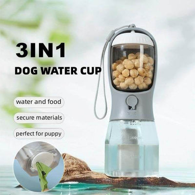 3-in-1 Portable Dog Water Bottle – Hydration, Food & Waste Bags in One! - Aussie Pets Store