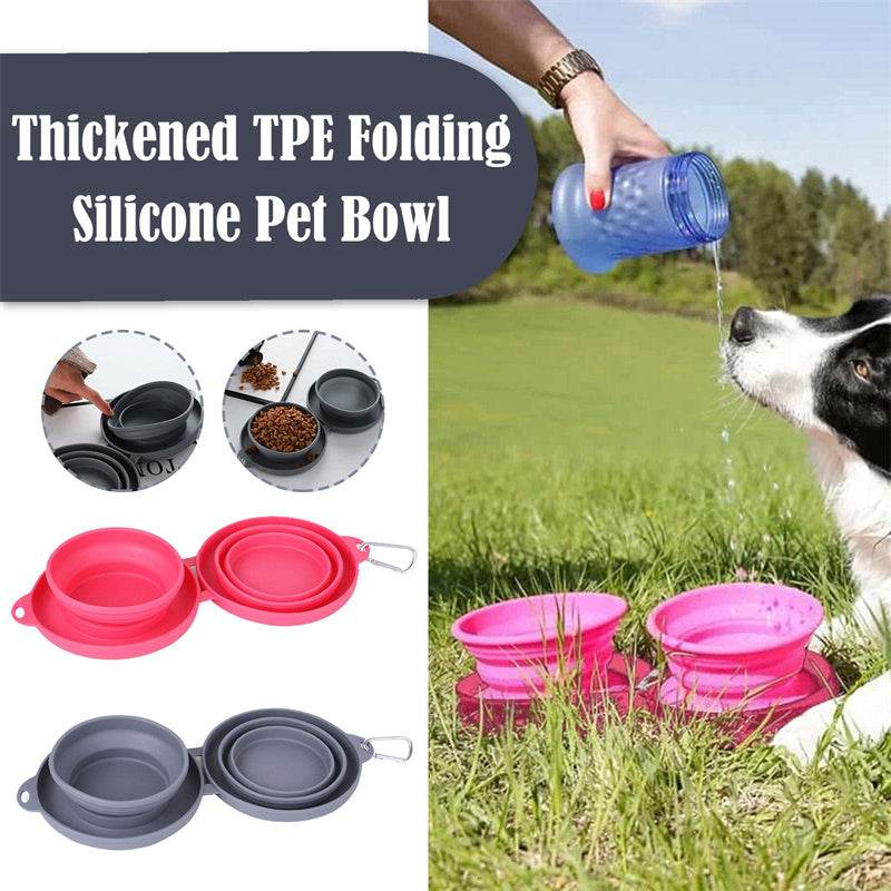 Foldable Double Bowl – Perfect for Pets On the Go! 🐾 - Aussie Pets Store