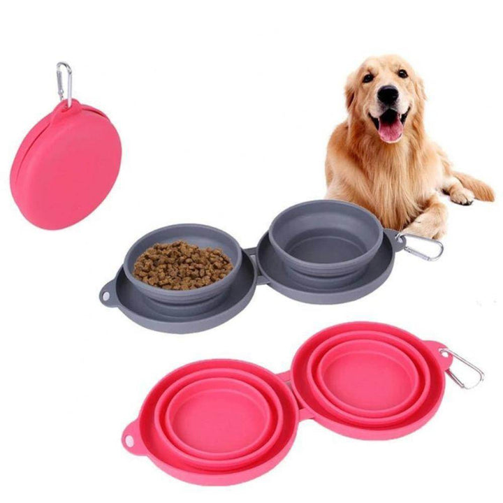 Foldable Double Bowl – Perfect for Pets On the Go! 🐾 - Aussie Pets Store