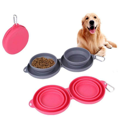 Foldable Double Bowl – Perfect for Pets On the Go! 🐾 - Aussie Pets Store