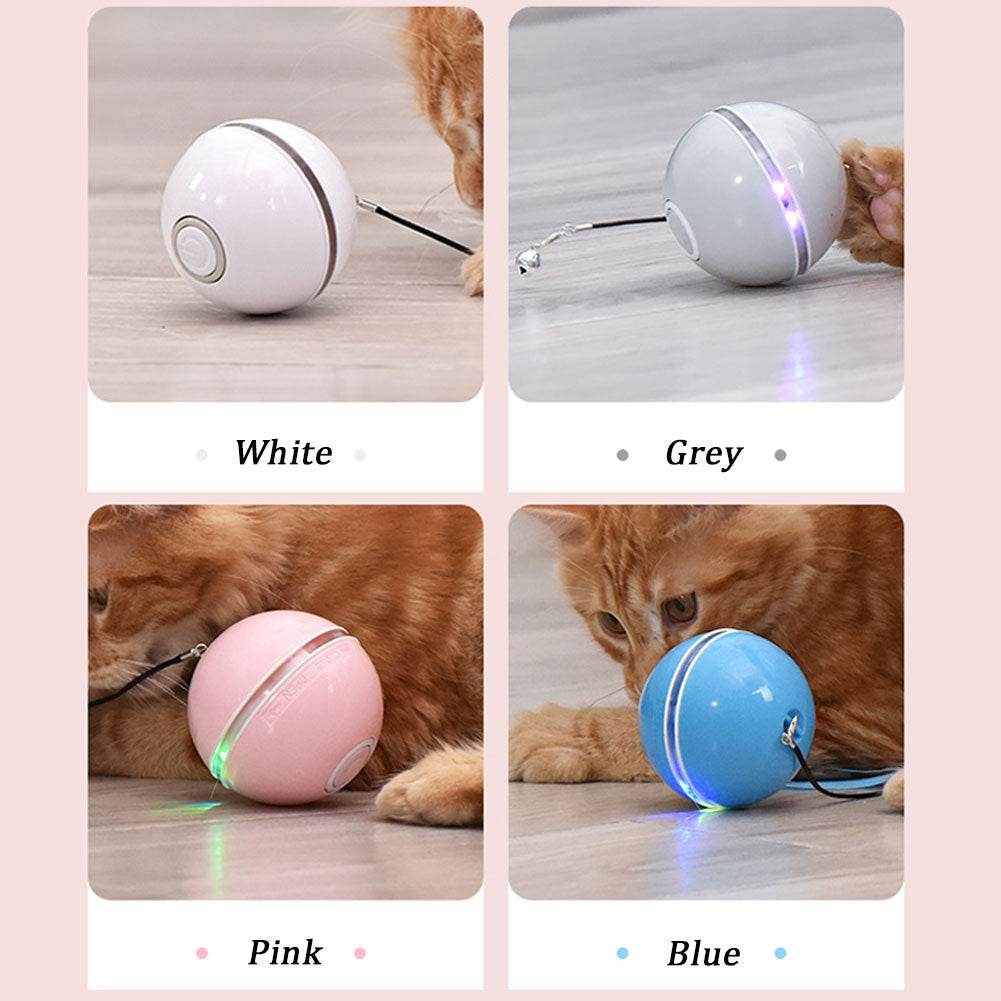 Colorful Smart Interactive Cat Toy – 360° LED Rotating Ball 🎾✨ - Aussie Pets Store