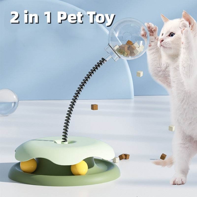 Cat Leakage Food 2 In 1 Toys Turntable Ball Toys Kitten Funny Cat Training Spring Ball Cat Supplies Pet Products - Aussie Pets Store