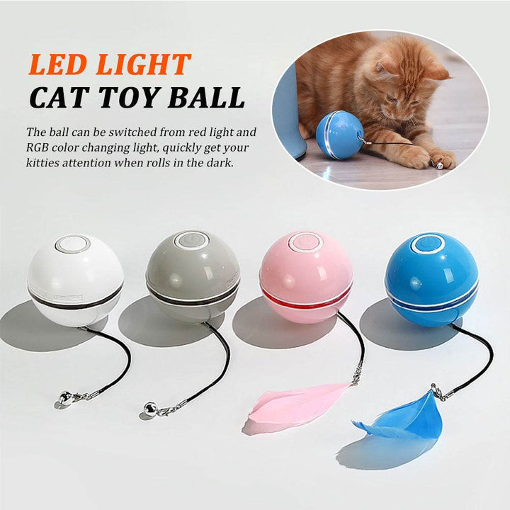 Colorful Smart Interactive Cat Toy – 360° LED Rotating Ball 🎾✨ - Aussie Pets Store