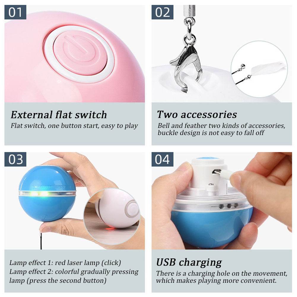 Colorful Smart Interactive Cat Toy – 360° LED Rotating Ball 🎾✨ - Aussie Pets Store