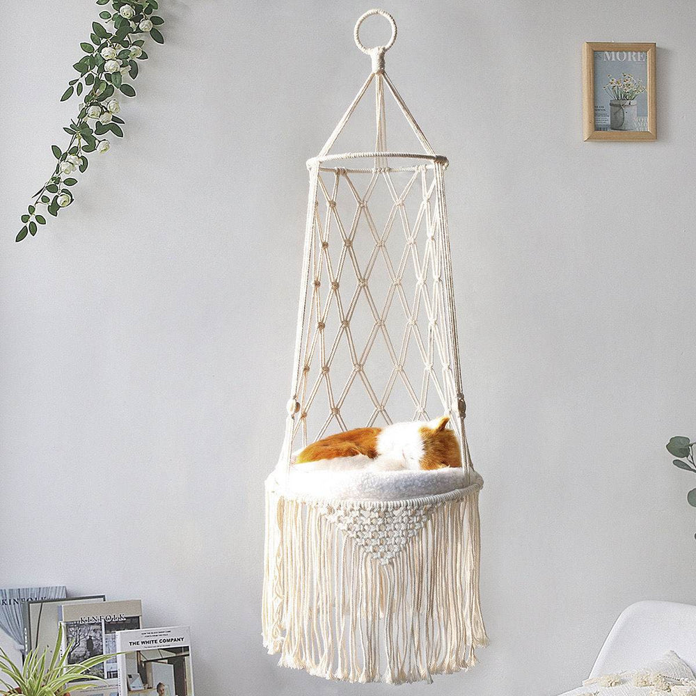 Macrame Hanging Pet Bed Macrame Cat Hammock Wall Hanging Cat Hammock Macrame Cat Bed-Pet Gifts Hammock Macrame Cat Swing - Aussie Pets Store