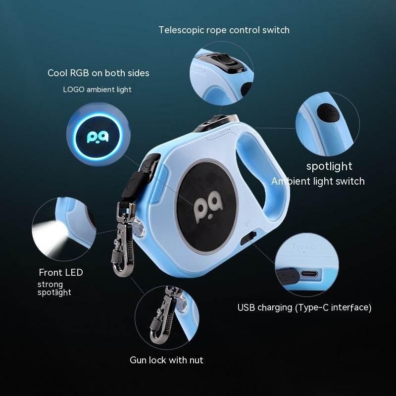 New LED Light Retractable Dog Leash – Walk in Style & Safety! - Aussie Pets Store