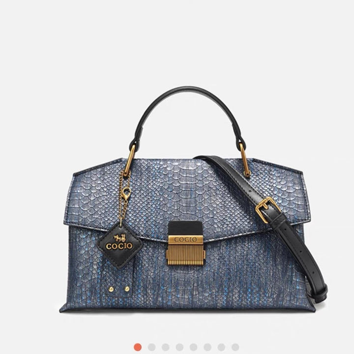 Blue Snake Leather Handbag
