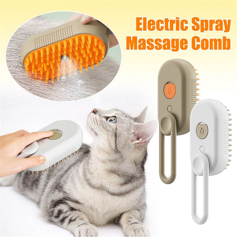 Cat & Dog Steam Brush – 3-in-1 Electric Pet Grooming & Massage Comb 🐾✨ - Aussie Pets Store