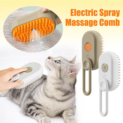 Cat & Dog Steam Brush – 3-in-1 Electric Pet Grooming & Massage Comb 🐾✨ - Aussie Pets Store