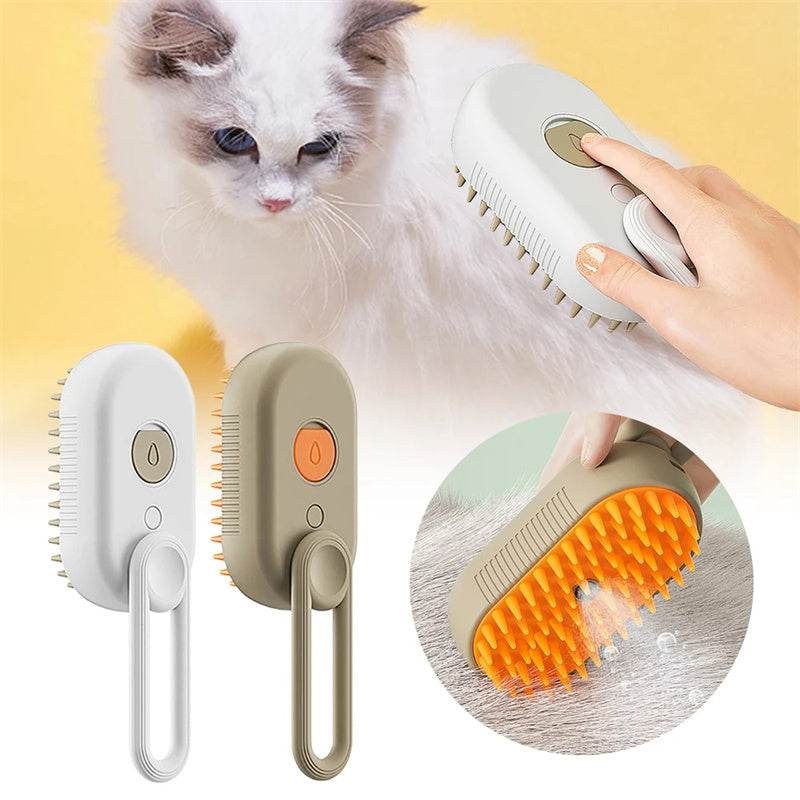 Cat & Dog Steam Brush – 3-in-1 Electric Pet Grooming & Massage Comb 🐾✨ - Aussie Pets Store