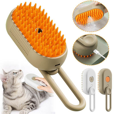Cat & Dog Steam Brush – 3-in-1 Electric Pet Grooming & Massage Comb 🐾✨ - Aussie Pets Store