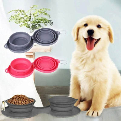 Foldable Double Bowl – Perfect for Pets On the Go! 🐾 - Aussie Pets Store