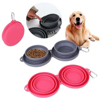 Foldable Double Bowl – Perfect for Pets On the Go! 🐾 - Aussie Pets Store