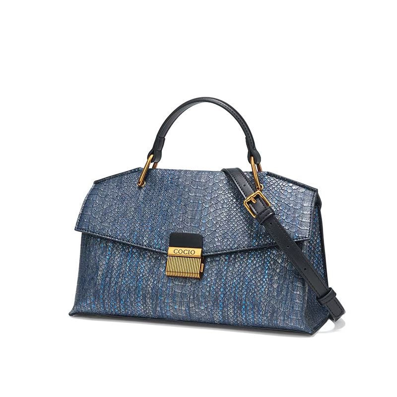 Blue Snake Leather Handbag