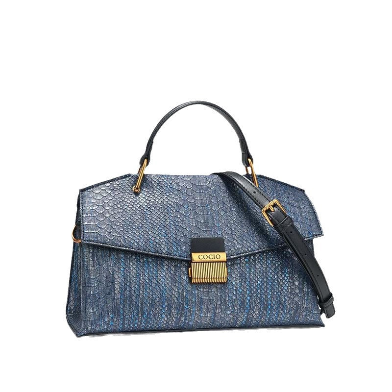 Blue Snake Leather Handbag