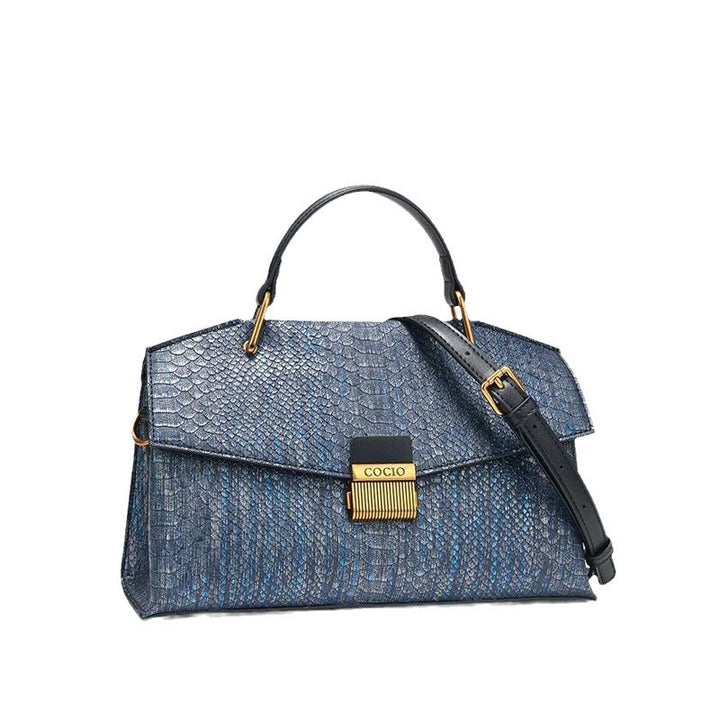 Blue Snake Leather Handbag