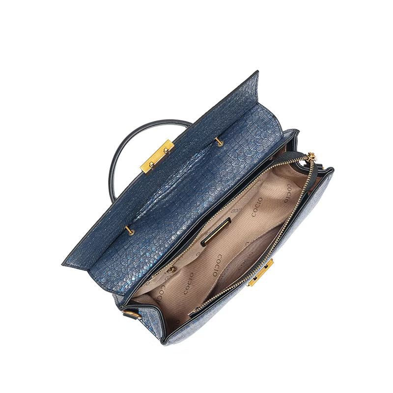 Blue Snake Leather Handbag