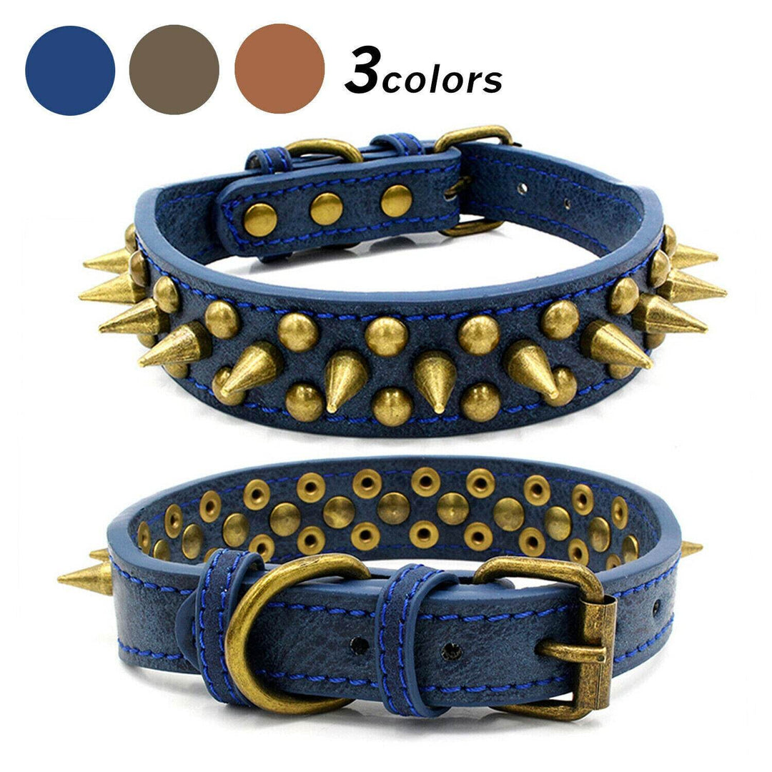 Retro Studded Spiked Rivet Dog Collar – Perfect for Your Pit Bull (S-XL) - Aussie Pets Store