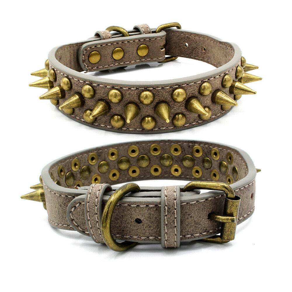 Retro Studded Spiked Rivet Dog Collar – Perfect for Your Pit Bull (S-XL) - Aussie Pets Store