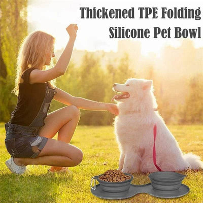 Foldable Double Bowl – Perfect for Pets On the Go! 🐾 - Aussie Pets Store