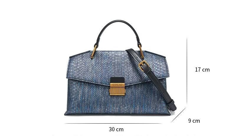 Blue Snake Leather Handbag
