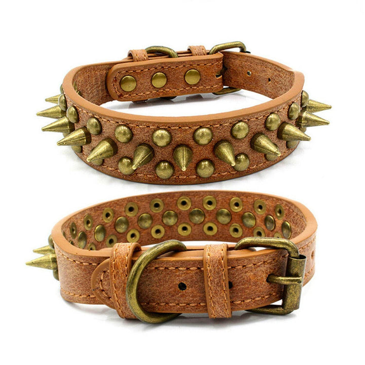 Retro Studded Spiked Rivet Dog Collar – Perfect for Your Pit Bull (S-XL) - Aussie Pets Store