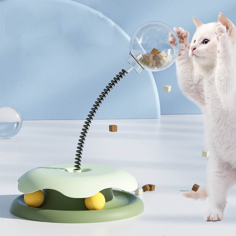 Cat Leakage Food 2 In 1 Toys Turntable Ball Toys Kitten Funny Cat Training Spring Ball Cat Supplies Pet Products - Aussie Pets Store