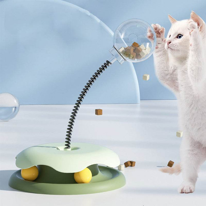 Cat Leakage Food 2 In 1 Toys Turntable Ball Toys Kitten Funny Cat Training Spring Ball Cat Supplies Pet Products - Aussie Pets Store