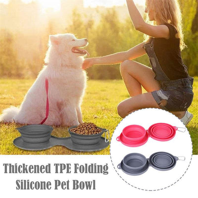 Foldable Double Bowl – Perfect for Pets On the Go! 🐾 - Aussie Pets Store