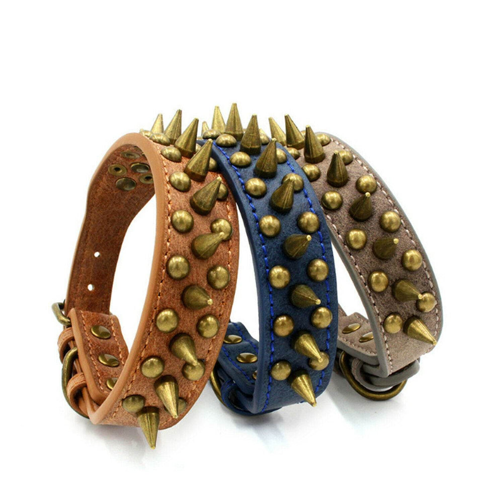 Retro Studded Spiked Rivet Dog Collar – Perfect for Your Pit Bull (S-XL) - Aussie Pets Store