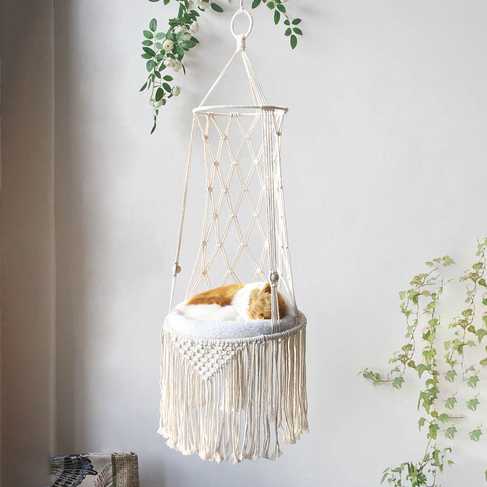 Macrame Hanging Pet Bed Macrame Cat Hammock Wall Hanging Cat Hammock Macrame Cat Bed-Pet Gifts Hammock Macrame Cat Swing - Aussie Pets Store