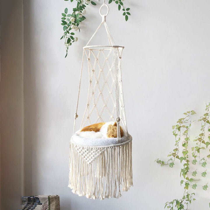 Macrame Hanging Pet Bed Macrame Cat Hammock Wall Hanging Cat Hammock Macrame Cat Bed-Pet Gifts Hammock Macrame Cat Swing - Aussie Pets Store